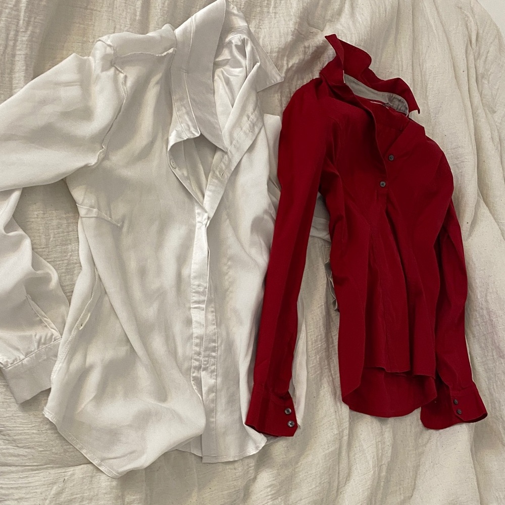 Express White and Red Button-Up Shirts